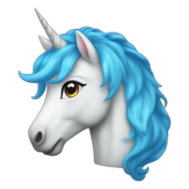 Blue haired unicorn head sticker