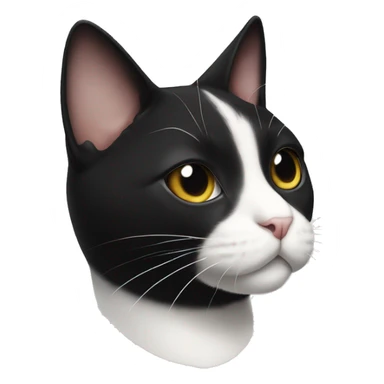 tuxedo cat with a face that looks like an upside down heart in white above nose fur is black sticker
