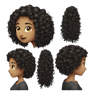Curly brunette girl black hair long sticker