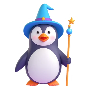 A penguin wizard sticker