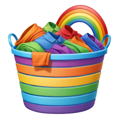 laundry basket with rainbow laundry sticker