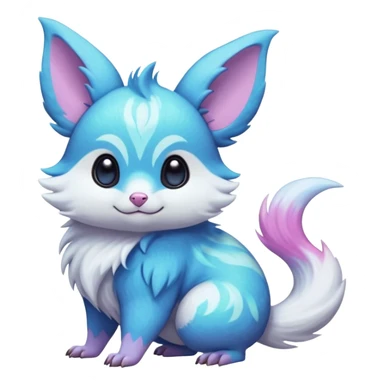  Shiny iridescent neon vibrant bioluminescent colorful pastel flourishing flurry fuzzy Absol-Minccino-Furret-Zangoose-Chinchilla-Stitch-fusion-animal-Fakémon-hybrid-creature  sticker