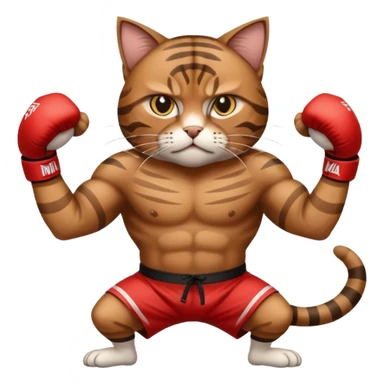 cat doing MMA fighting sticker