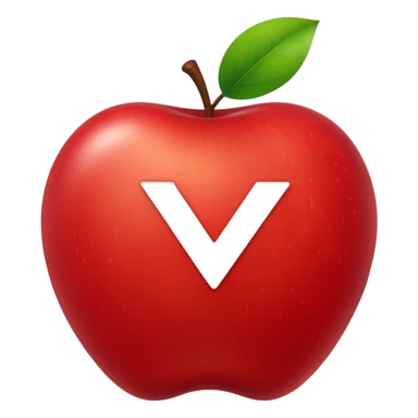 apple with a check mark sticker
