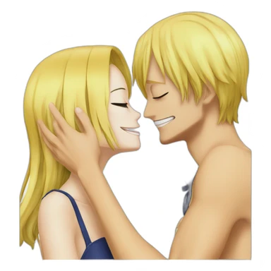 Nami from One Piece kissing Sanji from One Piece sticker