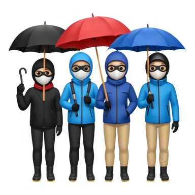 Ski mask people with umbrella  sticker