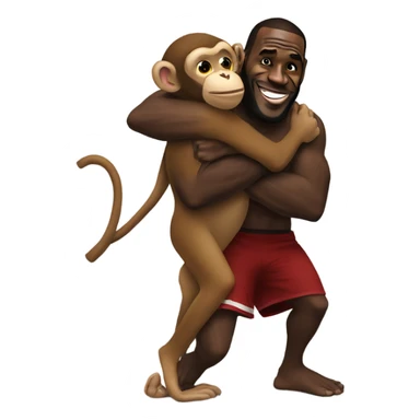 LeBron hugging a monkey sticker