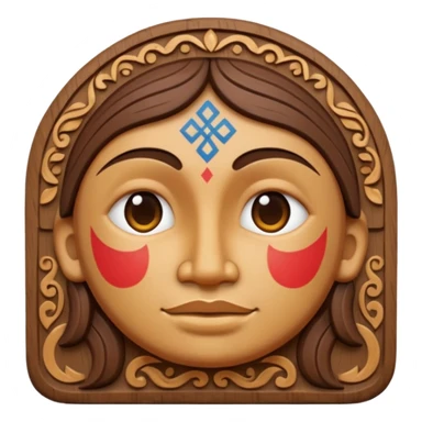 ancient Slavic idol, carved wood look, emoji style sticker