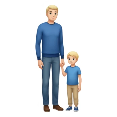 tall adult and small child looking each other, full body sticker