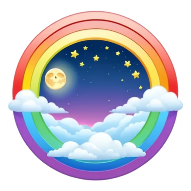 Rainbow halo white full moon sticker