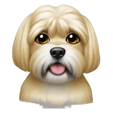 Blonde shitzu with black mouth sticker