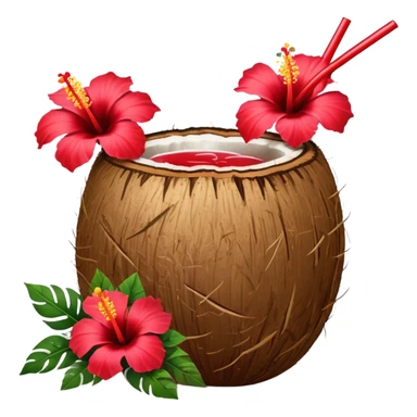 coconut drink with red flowers sticker