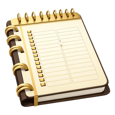 modern elegant planner with checkmarks emoji, 3D style, #ca816d or #faf1eb and gold, clean design sticker