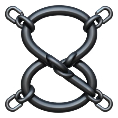 Emoji, gothic chain link shaped as number 8, forged from matte black steel, industrial form, subtle metal texture, no glow, no neon, flat emoji design, centered, transparent background sticker