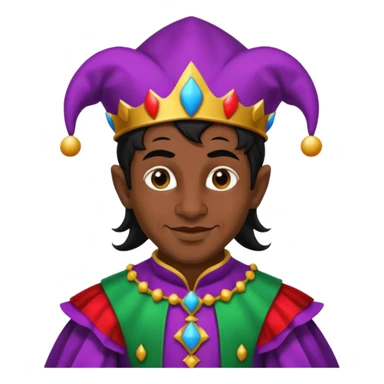 Medieval jester with dark brown skin and black hair sticker