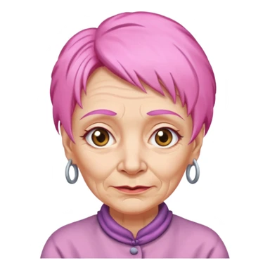 pink hair old woman sticker