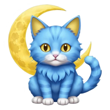 Blue cat holding a moon in it’s paws 🌙🐱 sticker