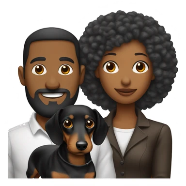 Hombre banco con pelo negro y mujer afro con pelo brego más perrito dachshund  sticker