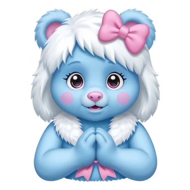 blue girl care bear yeti with bow sticker