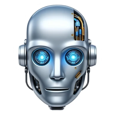 robot head with digital brain, AI sticker