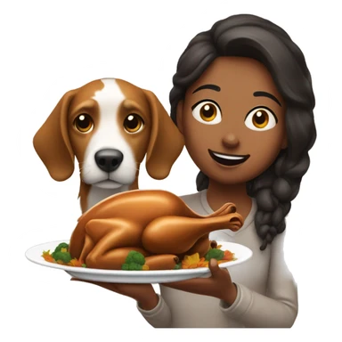 Dog and me eating Thanksgiving, turkey sticker