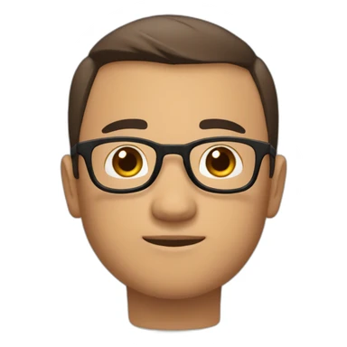 handsome huge eurasian boy wuth glasses, short brown cut covering the forehead, kinda round face sticker