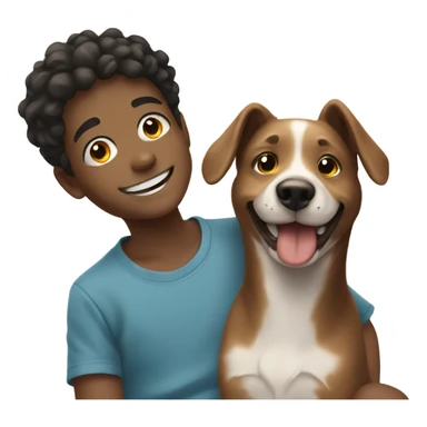 smiling boy with dog sticker