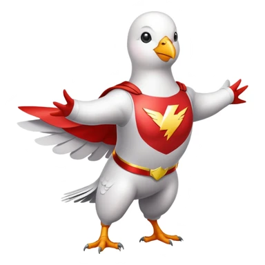 white pigeon wearing Flash superhero costume sticker