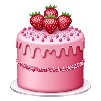 Strawberry cake with red heart sprinkles and pink crystal sprinkles  sticker