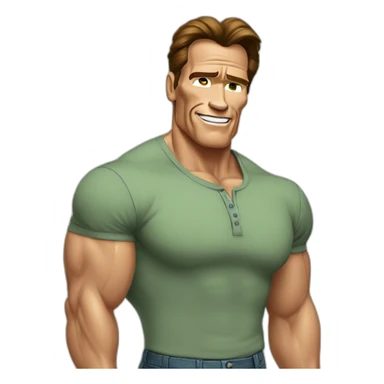 arnold schwarzenegger cartoon wearing henley sticker