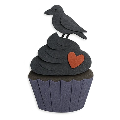 gothic cupcake, paper craft style sticker