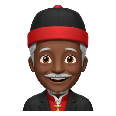 black suited old man with red fes hat sticker