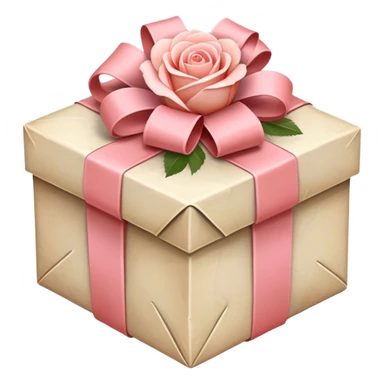 A weathered parchment-wrapped gift, secured with a Cherry Blossom Pink silk bow, lies nestled among dried sprigs of Coral Pink and Champagne Pink roses, their scent mingling with the faint trace of pastel pink aged paper.  sticker