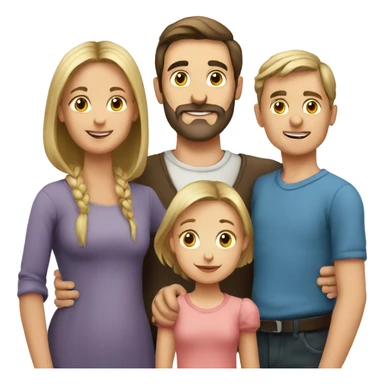 european family with 3 children and one  sticker