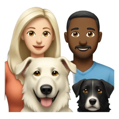 Wife and husband with two white shepherd and one black labrador retriever sticker