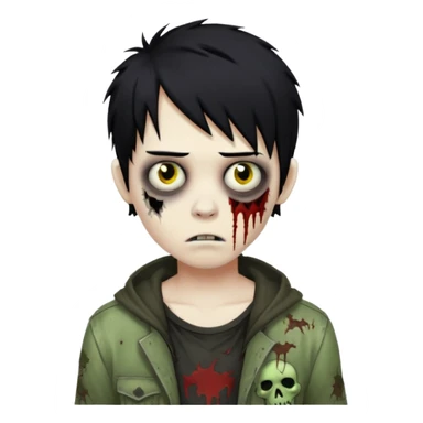boy zombie with black hair emo sticker