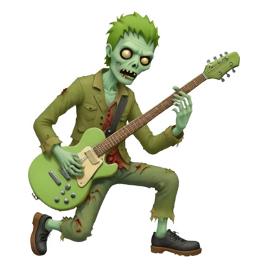 Zombie guitarist – ragged clothes, missing shoe, strumming an old electric guitar. sticker