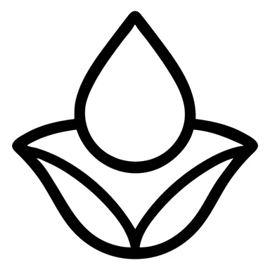 minimalistic icon of a dew drop on a rose petal, clean lines, flat design sticker