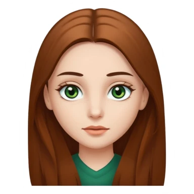 Girl with dark green eyes, light eyebrows and long brown straight hair sticker