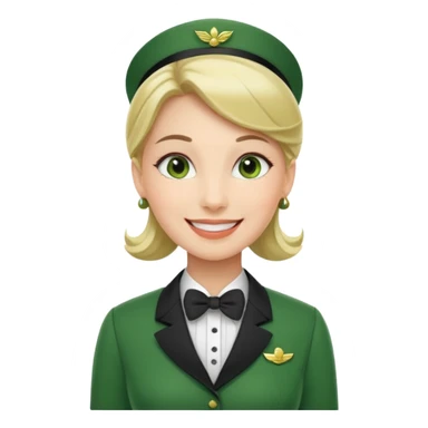 Lady hotel butler with green uniform  sticker