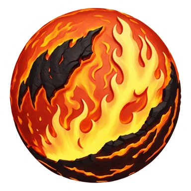 sphere planet, surface covered with lava fire sticker