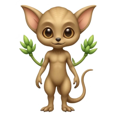 full body ...cute peacefull alien furry with 2 legs ....stands upright and looks intelligent ...wears clothing. not green..looks happy and cuddly... doesnt have eyes on face, there is a stalk coming from top of head with a single large eye sticker