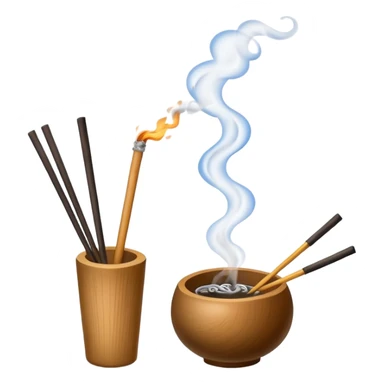 The chopsticks 🥢 emoji with smoke of a cigarette 🚬 to look like a incense stick  sticker