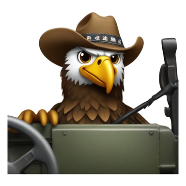 A cowboy eagle in a jeep sticker