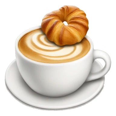 Cup of cappuccino with croissant sticker