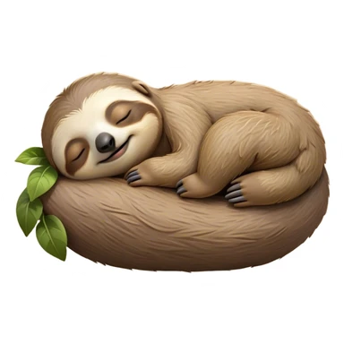 Meme-Worthy cute Sleeping Sloth Portrait Emoji, Head resting peacefully with a contented smile, showcasing a luxuriously soft, fuzzy form and eyes gently closed in serene slumber, Simplified yet comically adorable features, highly detailed, glowing with a soft, drowsy glow, high shine, relaxed and utterly lovable, stylized with an air of playful laziness, bright and heartwarming, soft glowing outline, capturing the essence of a sleeping sloth that feels destined to become the next viral icon of adorable rest! sticker