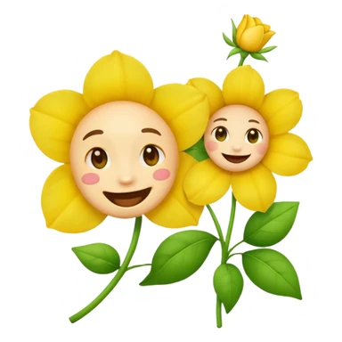 Normal emoji biting a flower sticker