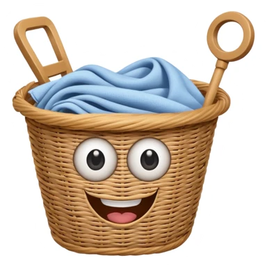 Laundry basket with magic wand and eyes and a mouth sticker