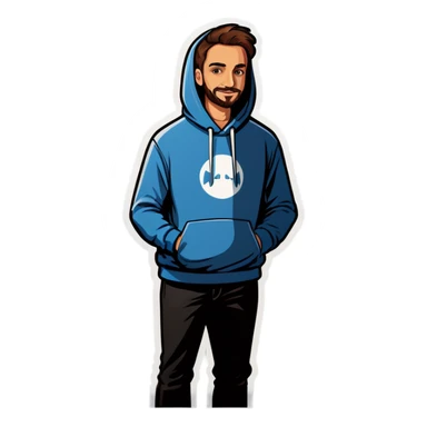 Me wearing a hoodie sticker