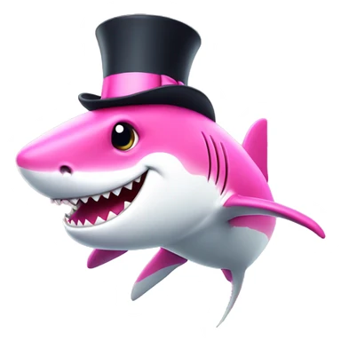 Pink Shark with a top hat sticker